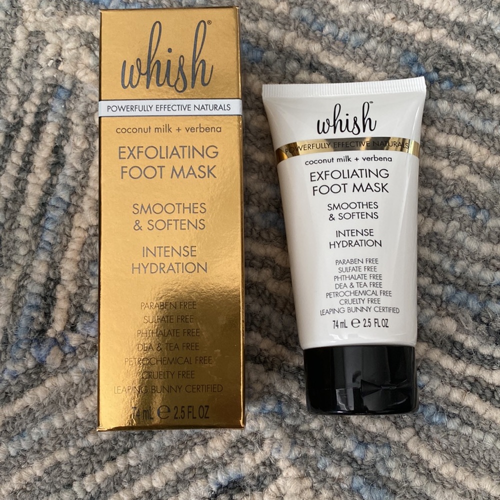 NIB Whish Beauty Exfoliating Foot Mask in Coconut Milk + Verbena